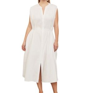 NWT Vince Optic White Sleeveless Shirred Band Collar Dress - Sz 3X